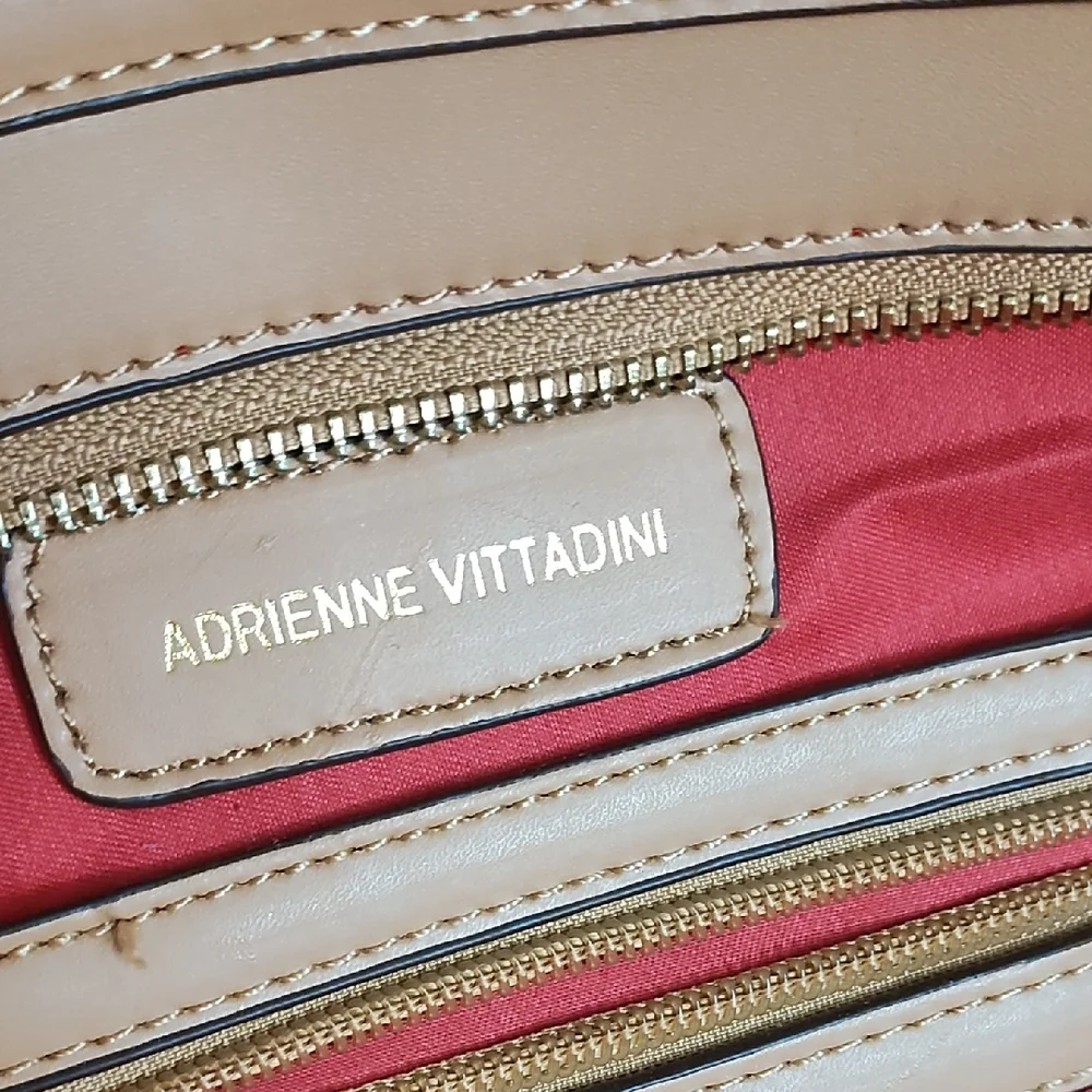 Adrienne‎ Vittadini Tan and Red Shoulder Bag with Floral Design